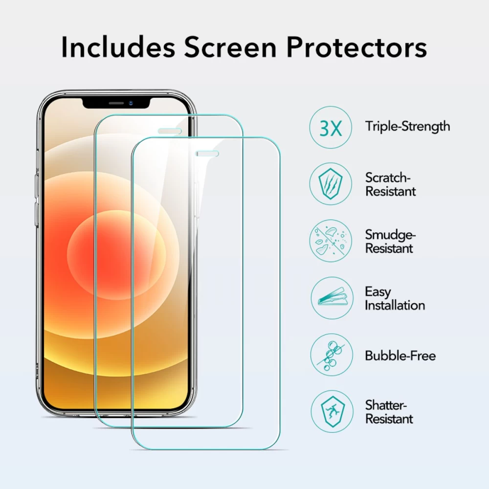 Apple iPhone 12 Mini vāciņš caurspīdīgs ESR Classic Hybrid  + Screen Shield (2pack)