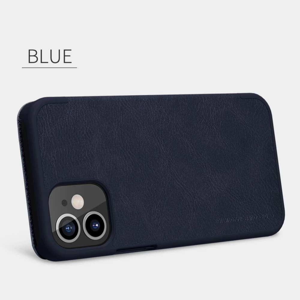 Apple iPhone 12 Mini case blue Nillkin Qin Leather 