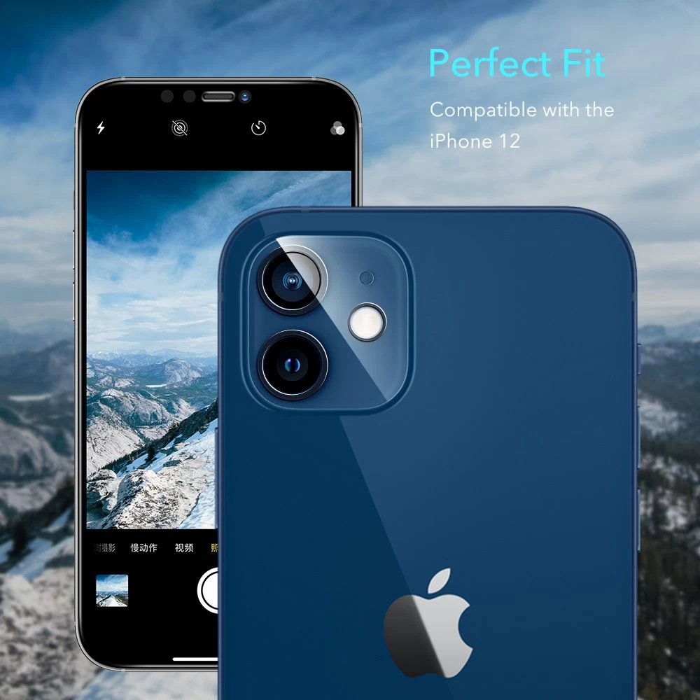Apple iPhone 12 Tempered glass  ESR Camera Lens Protector (Clear)iPhone (2 pack)
