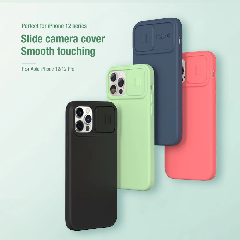 Apple iPhone 12 ümbris roosa Nillkin CamShield Silky Silicon 