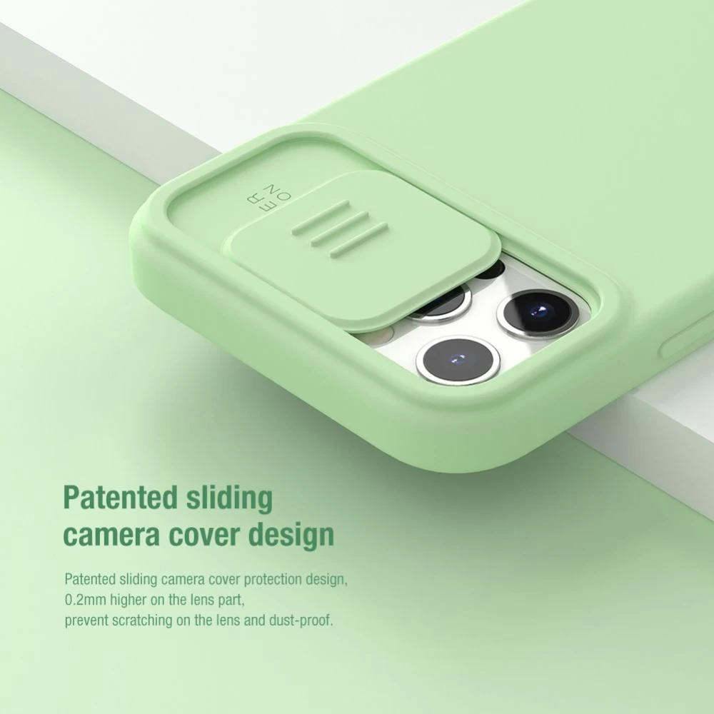 Apple iPhone 12 ümbris roosa Nillkin CamShield Silky Silicon 