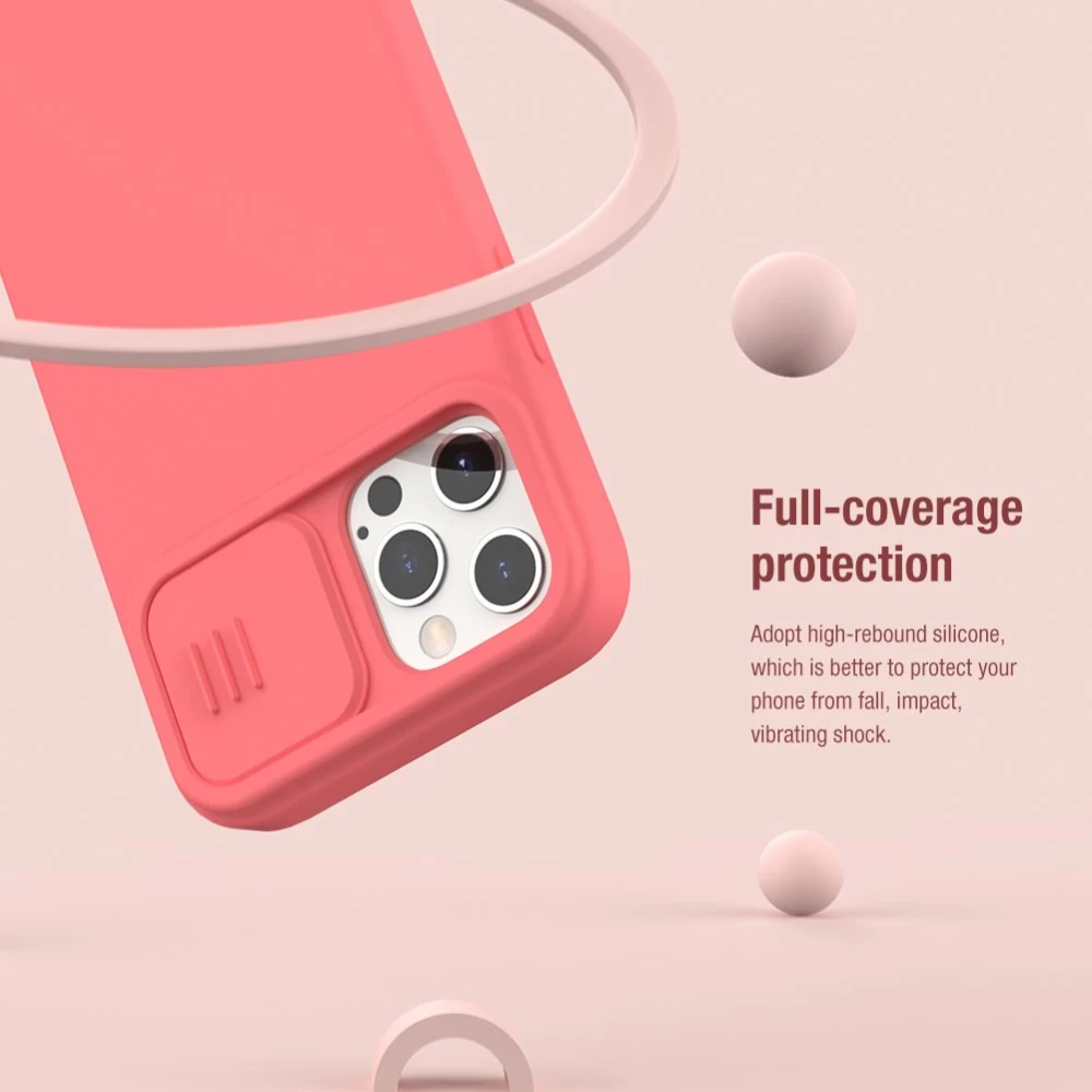 Apple iPhone 12 ümbris roosa Nillkin CamShield Silky Silicon 