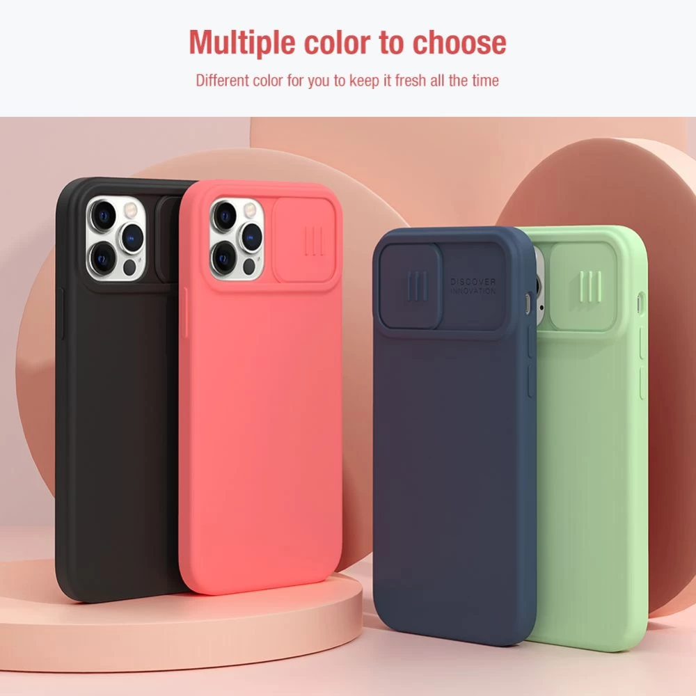 Apple iPhone 12 ümbris roosa Nillkin CamShield Silky Silicon 