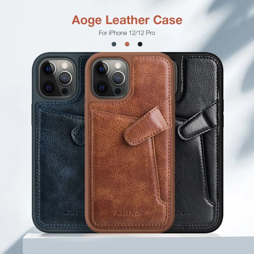Apple iPhone 12 ümbris sinine Nillkin Aoge Leather 