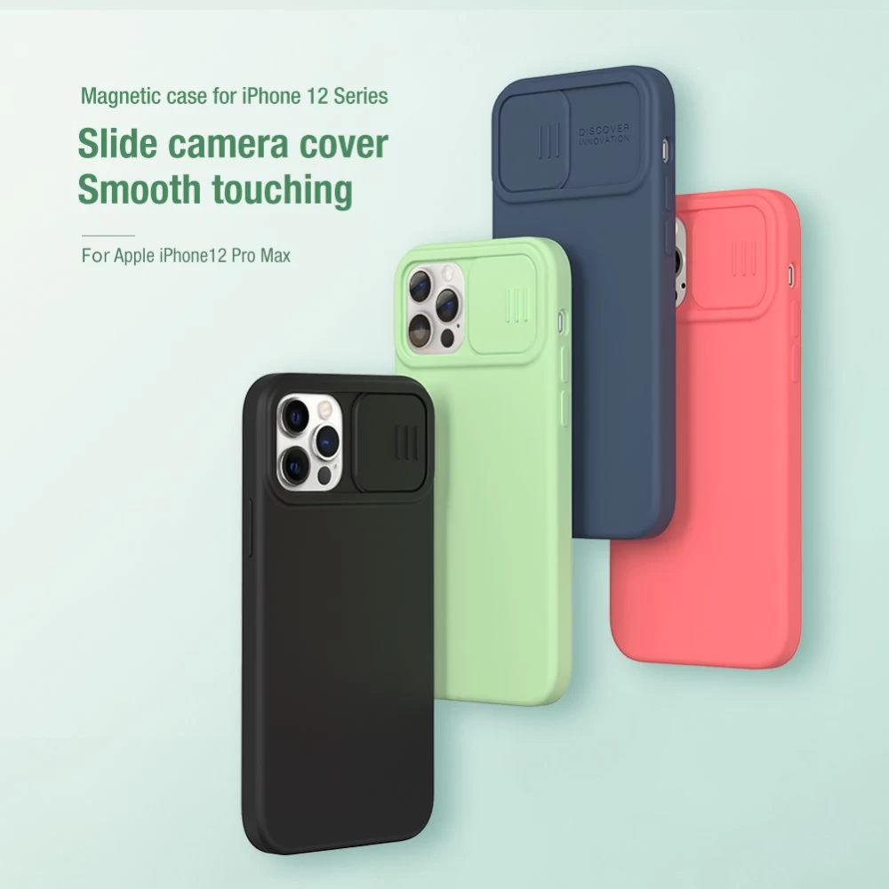 Apple iPhone 12 Pro Max dėklas žalia Nillkin CamShield Silky Magnetic Silicon 
