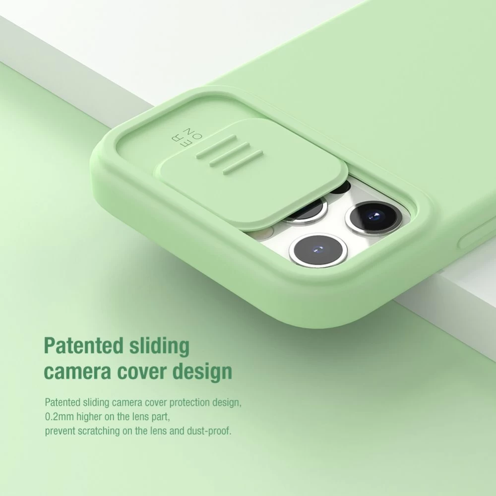 Apple iPhone 12 Pro Max dėklas žalia Nillkin CamShield Silky Magnetic Silicon 