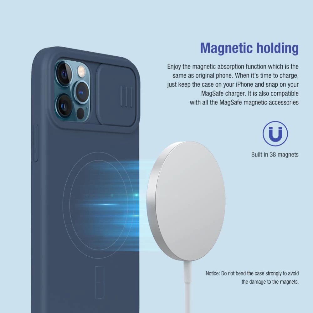 Apple iPhone 12 Pro Max dėklas žalia Nillkin CamShield Silky Magnetic Silicon 