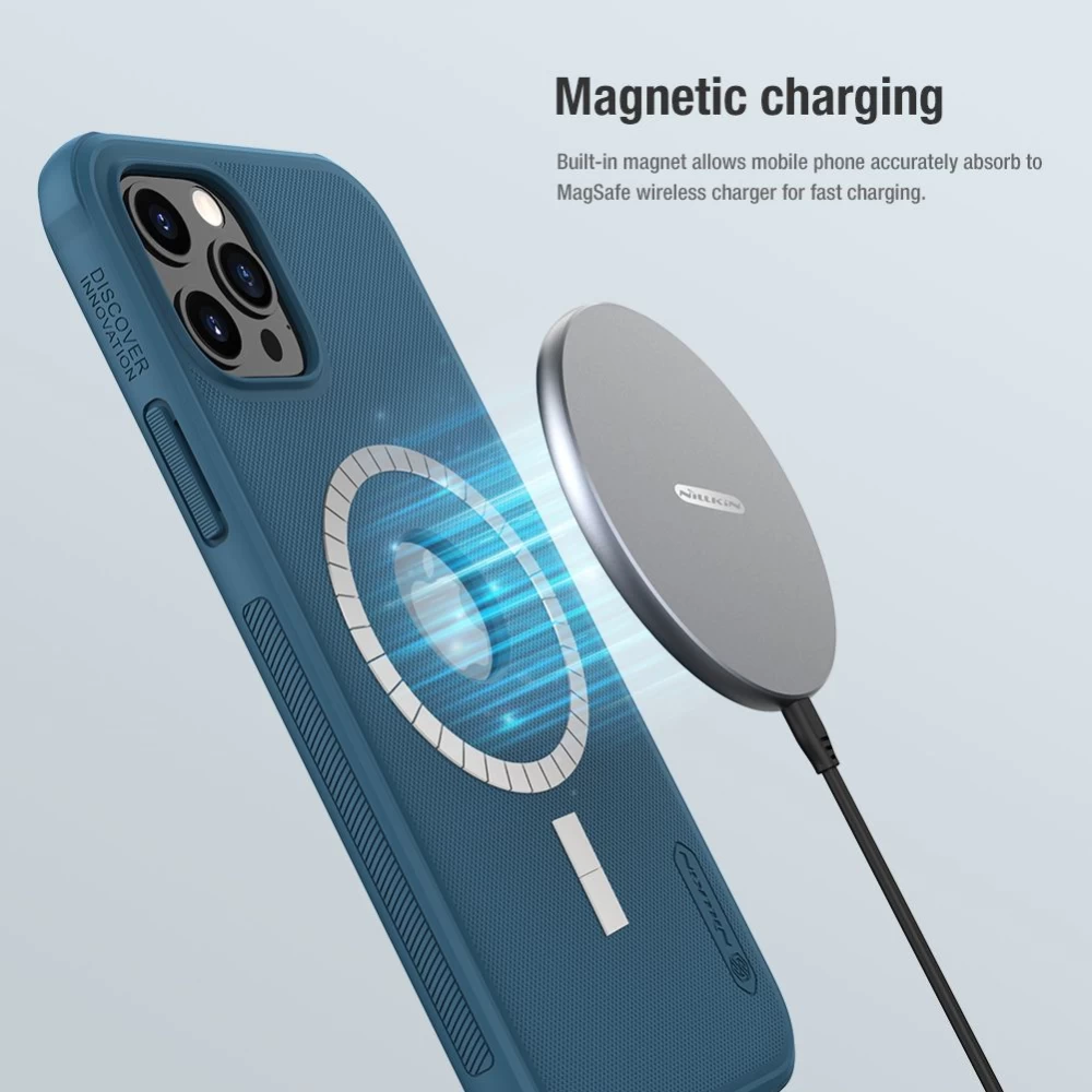 Apple iPhone 12 Pro Max vāciņš zils Nillkin Super Frosted Shield Magnetic 