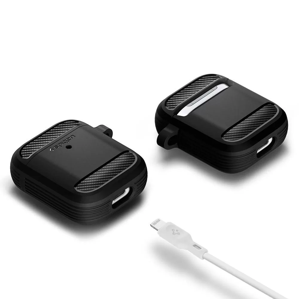 Apple AirPods telefoni ümbris must SPIGEN RUGGED ARMOR