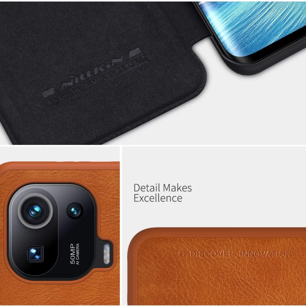 Xiaomi Mi 11 Pro dėklas Juoda Nillkin Qin Leather 
