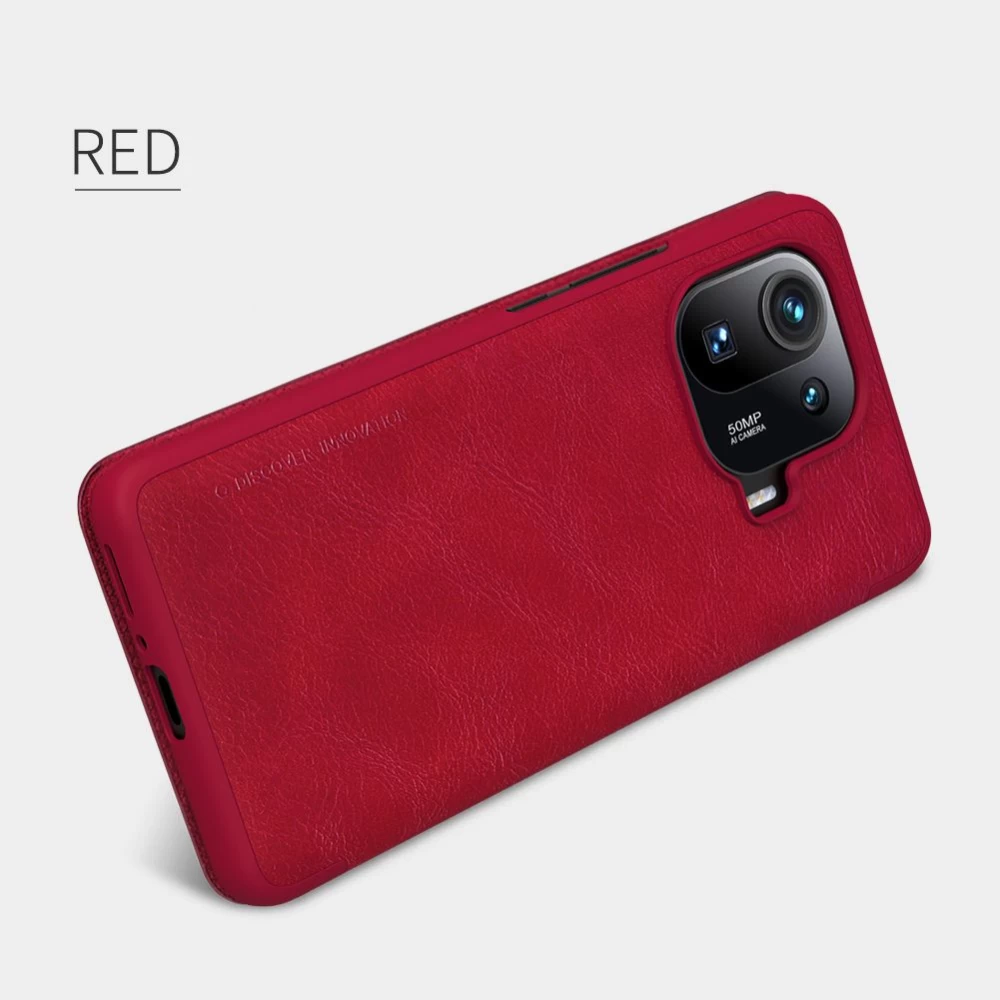 Xiaomi Mi 11 Pro case red Nillkin Qin Leather 