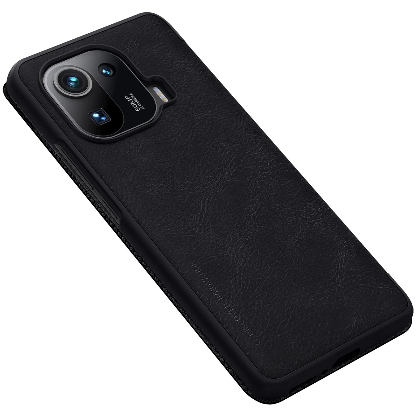 Xiaomi Mi 11 Pro dėklas Juoda Nillkin Qin Leather