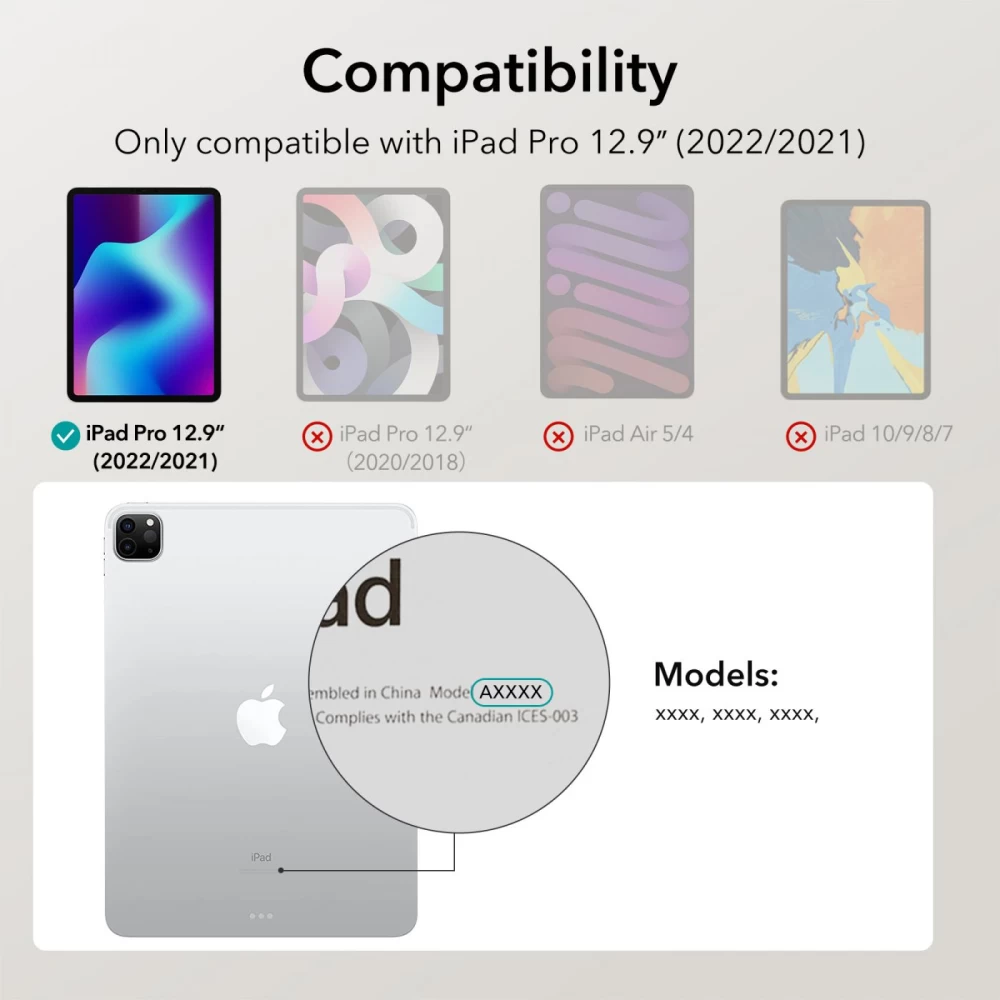 Apple iPad Pro 12.9 (2021) Planšetės dėklas pilkas ESR ASCEND TRIFOLD