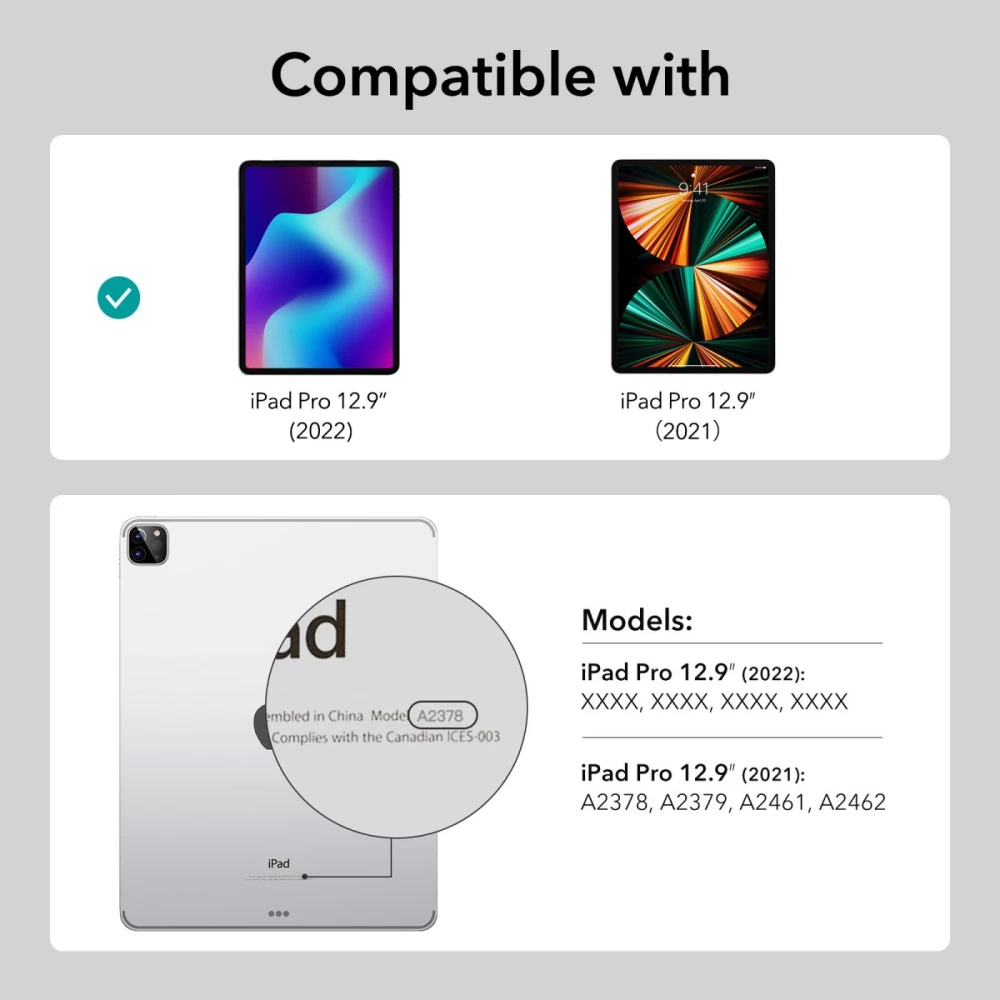 Apple iPad Pro 12.9 (2021) Planšetės dėklas Juoda ESR REBOUND HYBRID