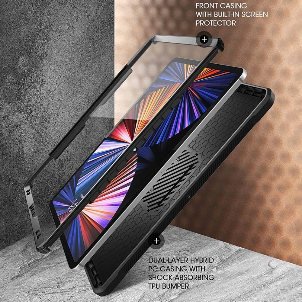 Apple iPad Pro 12.9 (2021) tablet case black SUPCASE UNICORN BEETLE PRO PENCIL