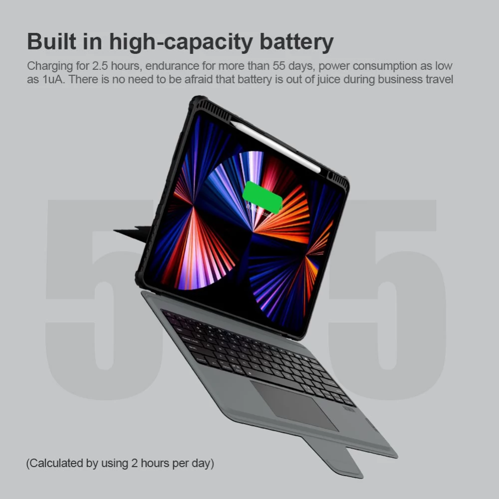 Apple iPad Pro 12.9 (2021) Planšetės dėklas Juoda Nillkin Bumper Combo Keyboard