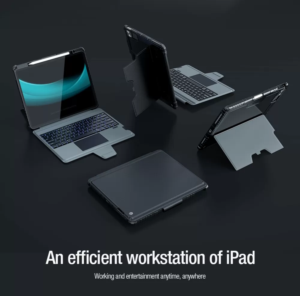 Apple iPad Pro 12.9 (2021) maciņš melns NILLKIN BUMPER COMBO KEYBOARD (BACKLIT VERSION)