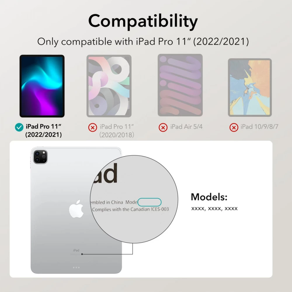 Apple iPad Pro 11 (2021) tahvelarvuti ümbris must ESR ASCEND TRIFOLD