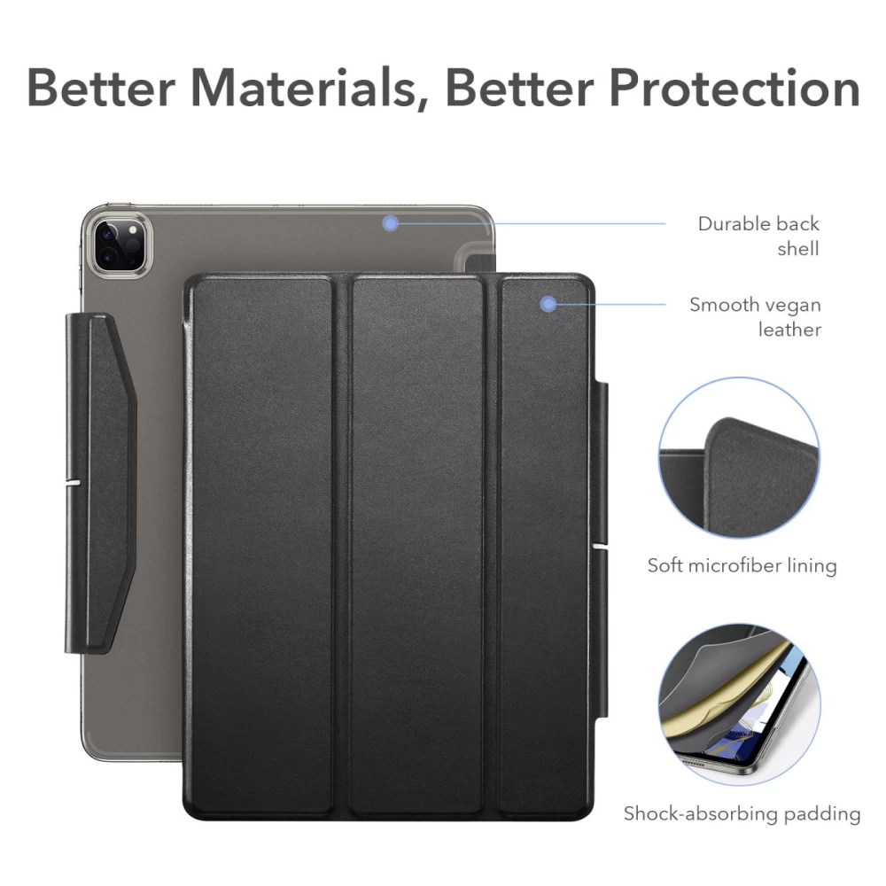 Apple iPad Pro 11 (2021) tahvelarvuti ümbris must ESR Ascend Trifold  /Tempered Glass
