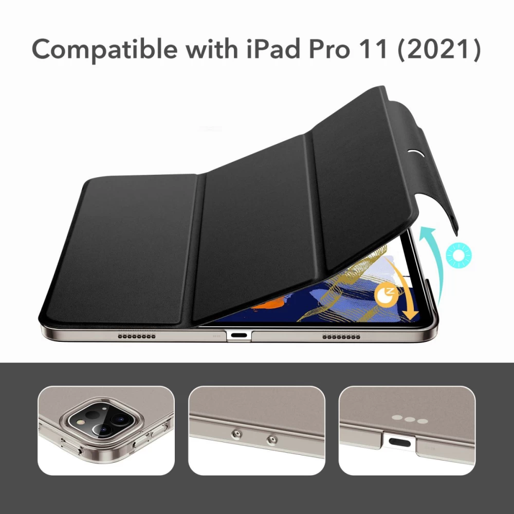 Apple iPad Pro 11 (2021) tahvelarvuti ümbris must ESR Ascend Trifold  /Tempered Glass