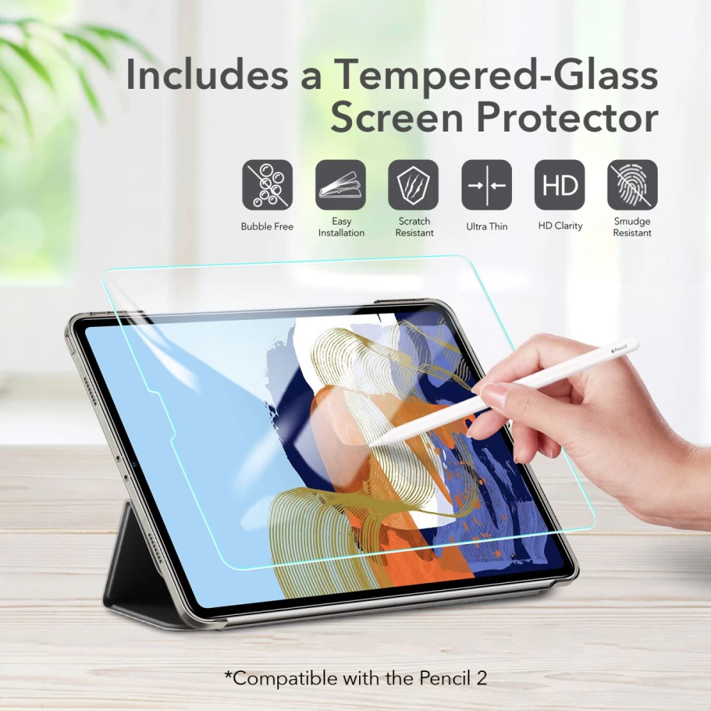 Apple iPad Pro 11 (2021) tahvelarvuti ümbris must ESR Ascend Trifold  /Tempered Glass