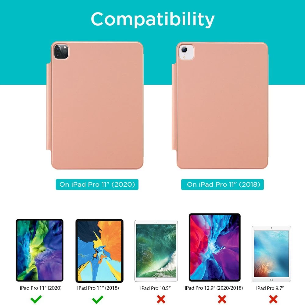 Apple iPad Pro 11 (2021) tahvelarvuti ümbris roosa kuld ESR Rebound Magnetic 