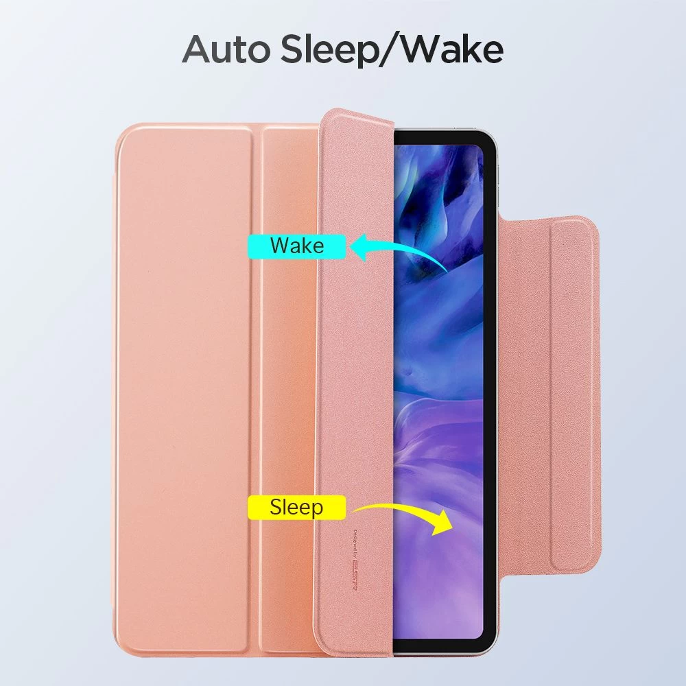 Apple iPad Pro 11 (2021) tahvelarvuti ümbris roosa kuld ESR Rebound Magnetic 
