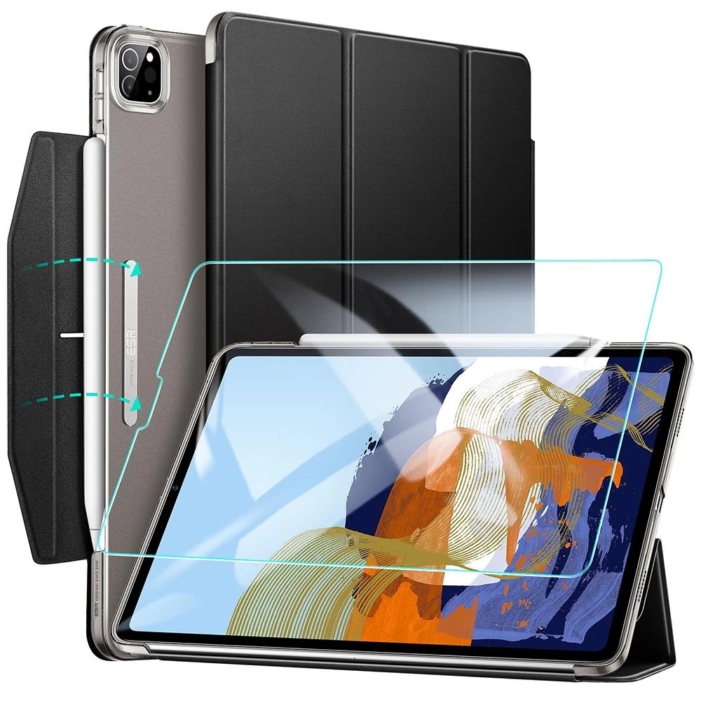 Apple iPad Pro 11 (2021) tahvelarvuti ümbris must ESR Ascend Trifold /Tempered Glass
