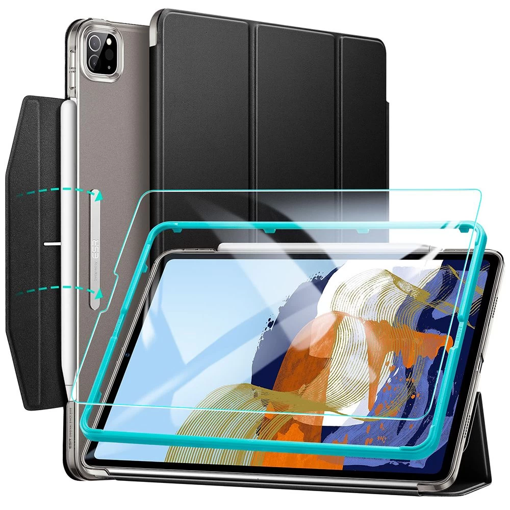 Apple iPad Pro 11 (2021) tahvelarvuti ümbris must ESR Ascend Trifold /Tempered Glass