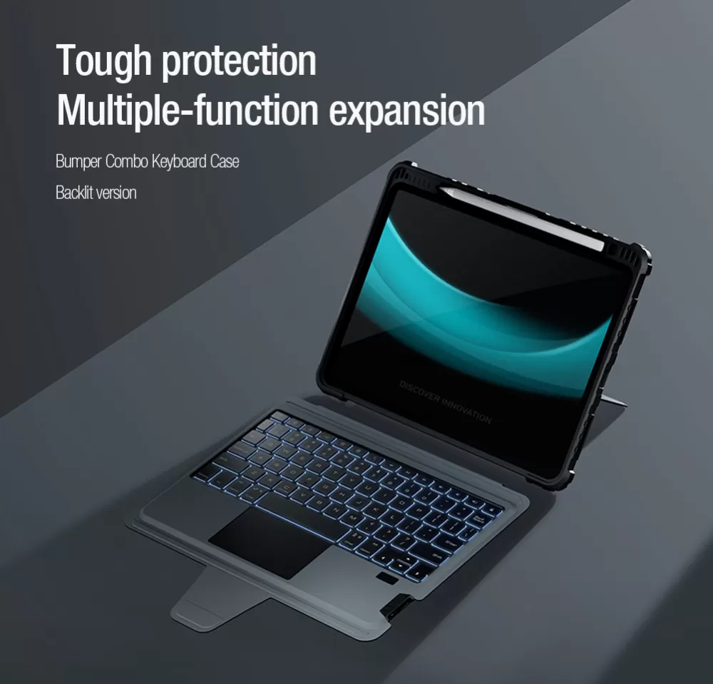 Apple iPad 10.2 8th Gen (2020) tablet skal, fodral svart NILLKIN BUMPER COMBO KEYBOARD (BACKLIT VERSION)