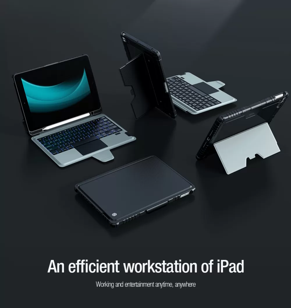 Apple iPad 10.2 8th Gen (2020) tablet skal, fodral svart NILLKIN BUMPER COMBO KEYBOARD (BACKLIT VERSION)