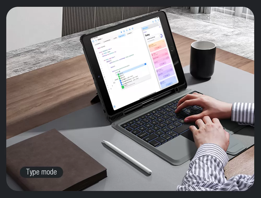 Apple iPad 10.2 8th Gen (2020) tablet skal, fodral svart NILLKIN BUMPER COMBO KEYBOARD (BACKLIT VERSION)