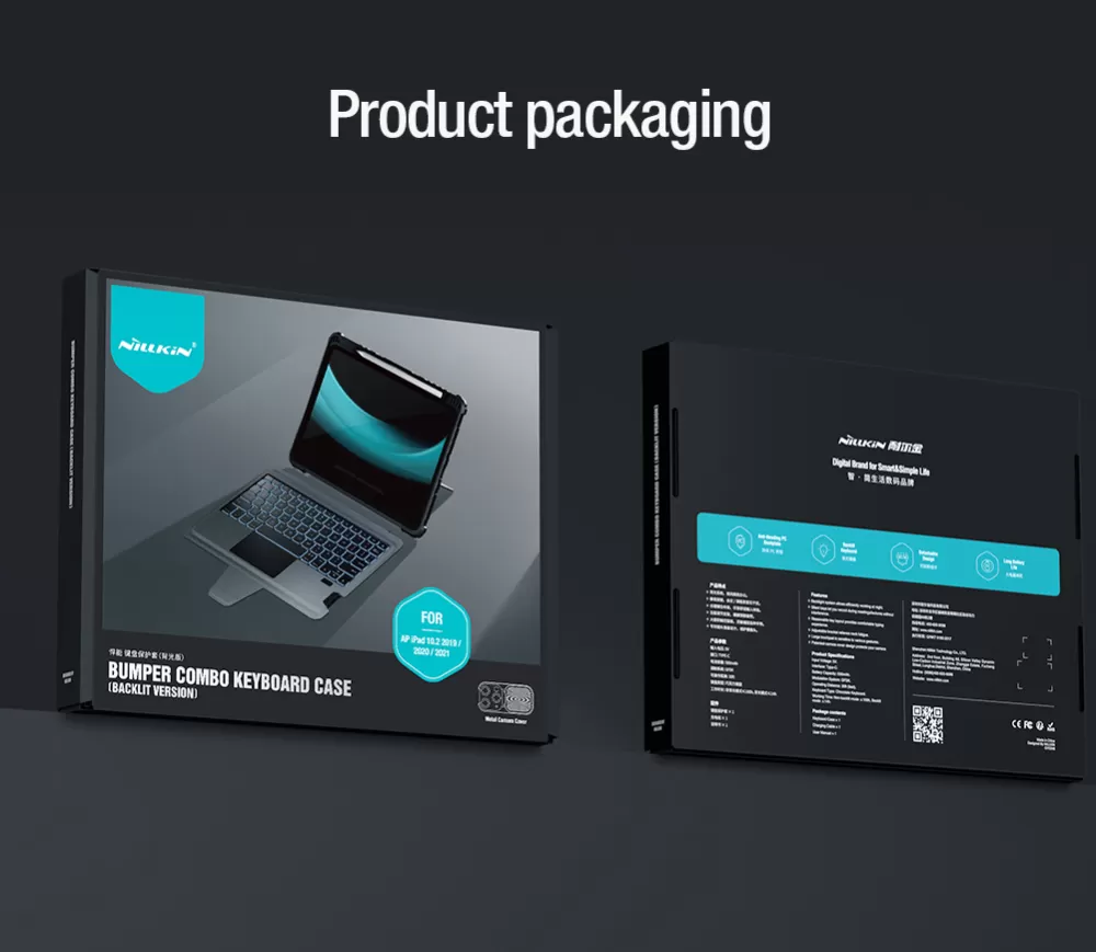 Apple iPad 10.2 8th Gen (2020) tablet skal, fodral svart NILLKIN BUMPER COMBO KEYBOARD (BACKLIT VERSION)