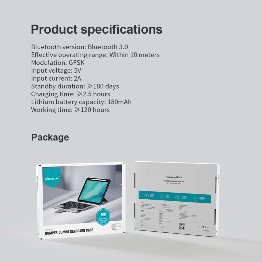 Apple iPad Air 10.9 (2020) tablet skal, fodral svart NILLKIN BUMPER COMBO KEYBOARD