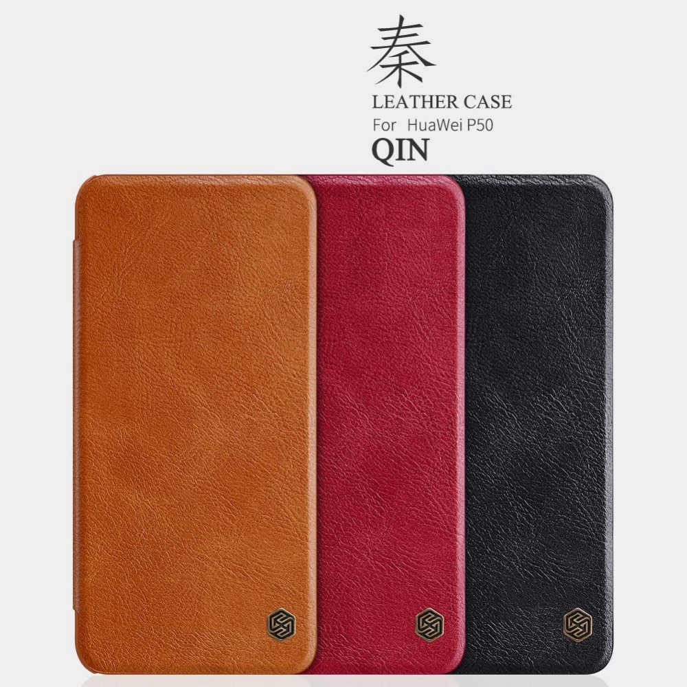 Huawei P50 dėklas Juoda Nillkin Qin Leather 