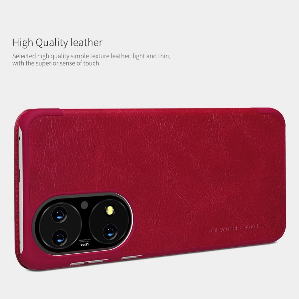 Huawei P50 dėklas Juoda Nillkin Qin Leather 