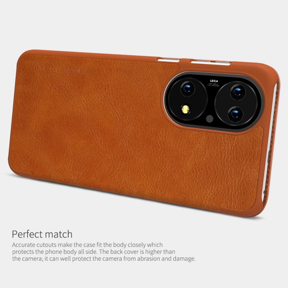 Huawei P50 dėklas Juoda Nillkin Qin Leather 