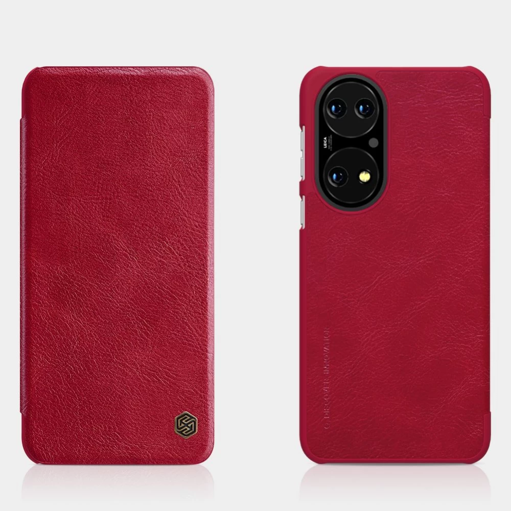Huawei P50 dėklas Juoda Nillkin Qin Leather 