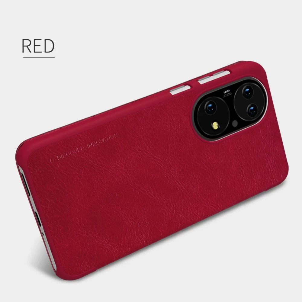 Huawei P50 dėklas Juoda Nillkin Qin Leather 