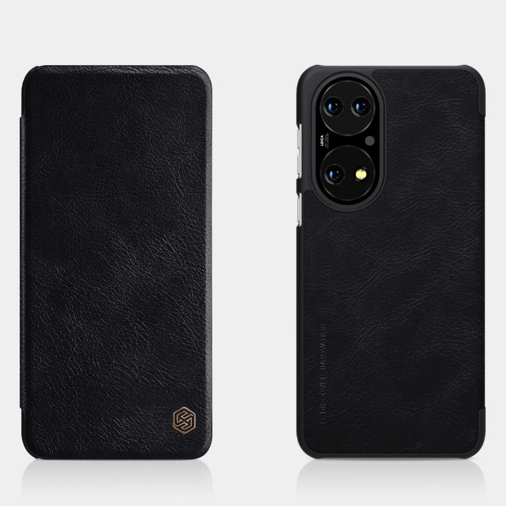 Huawei P50 dėklas Juoda Nillkin Qin Leather 