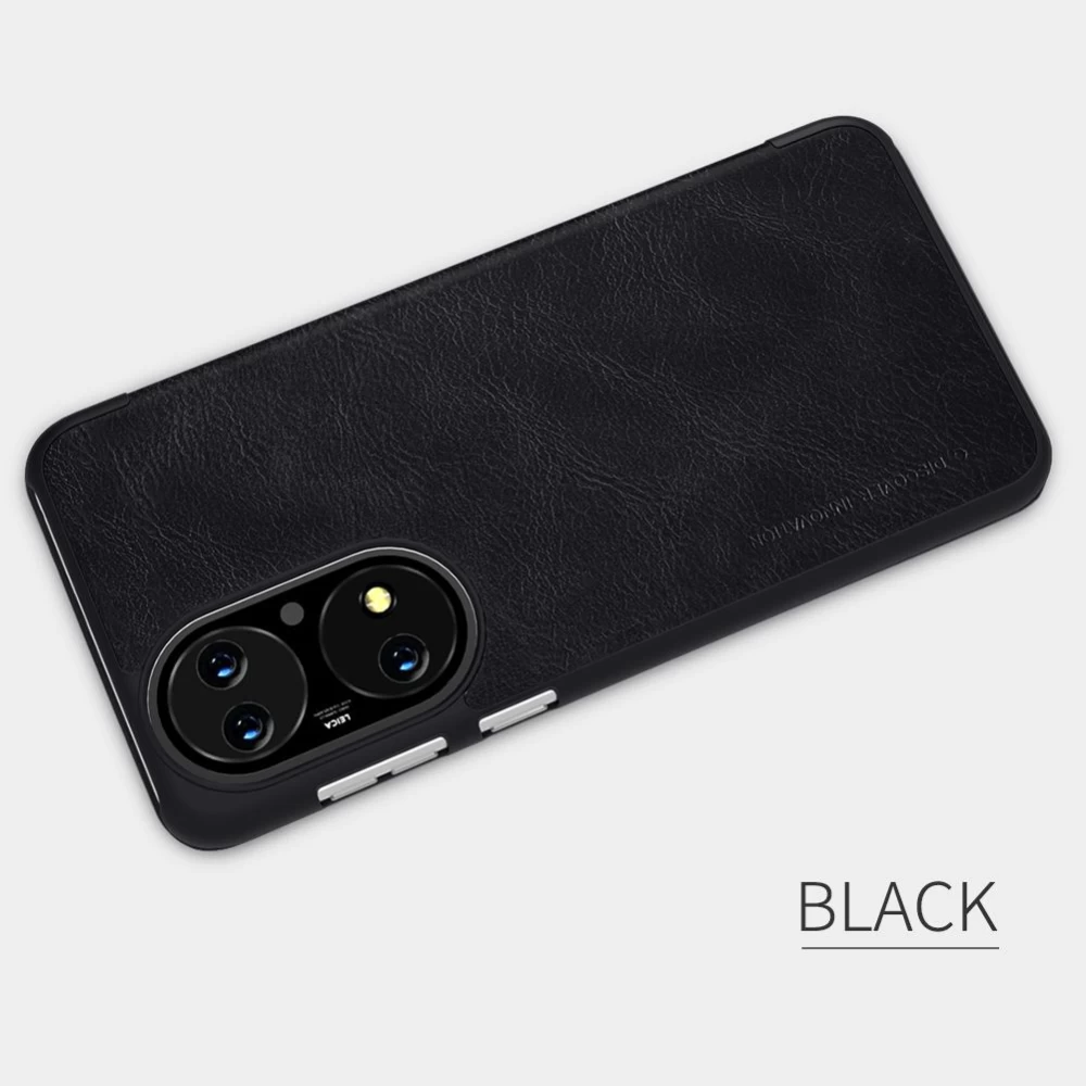 Huawei P50 dėklas Juoda Nillkin Qin Leather 