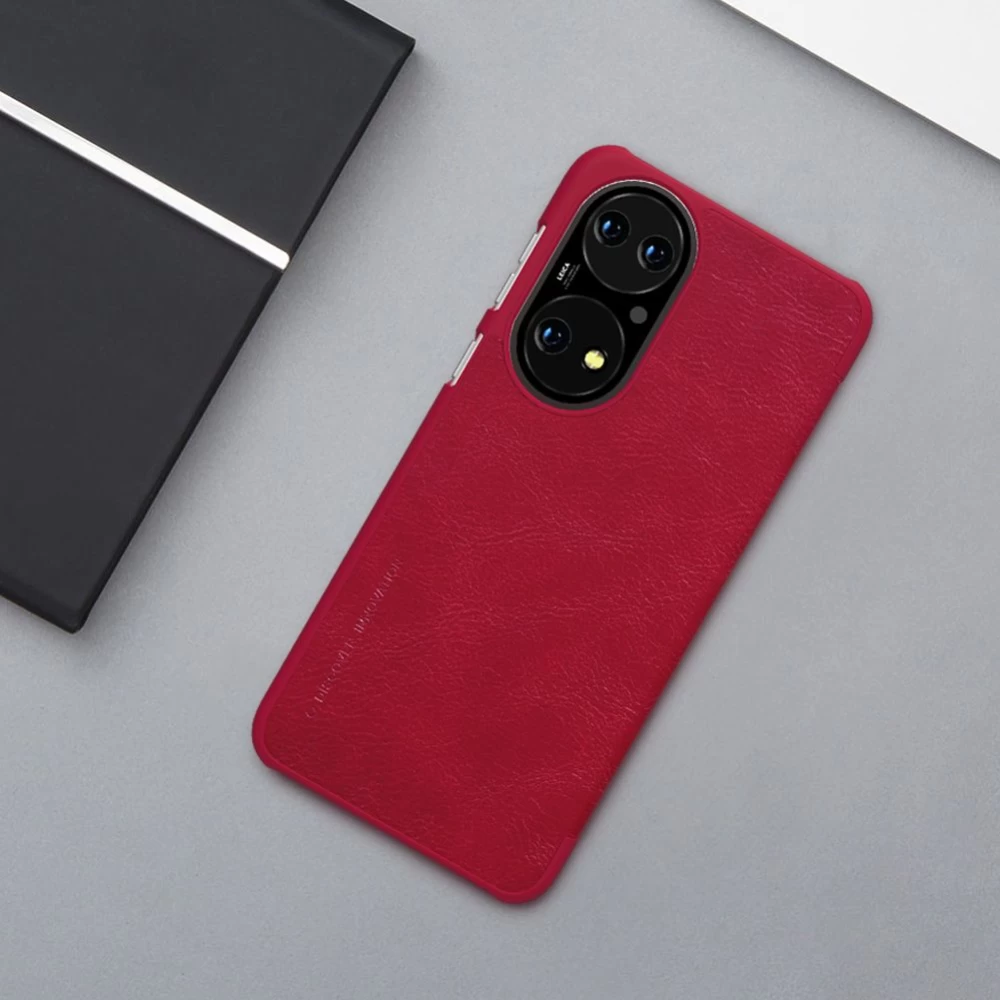 Huawei P50 dėklas Juoda Nillkin Qin Leather 