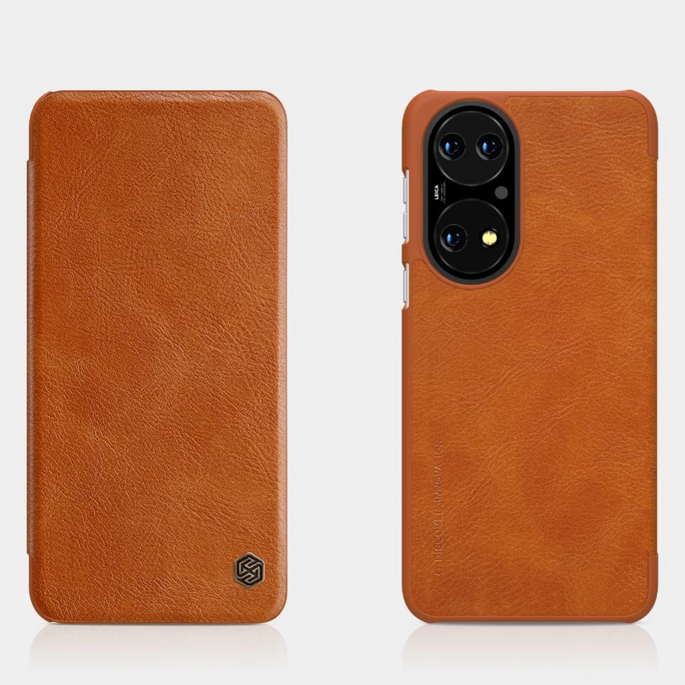Huawei P50 dėklas raudonas Nillkin Qin Leather 