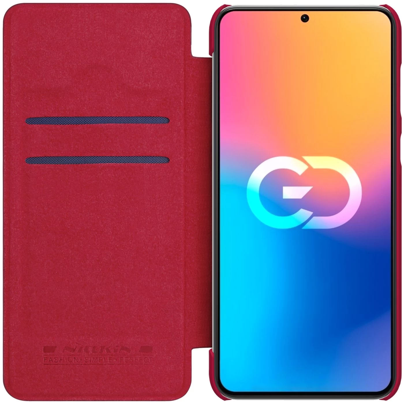 Huawei P50 dėklas raudonas Nillkin Qin Leather