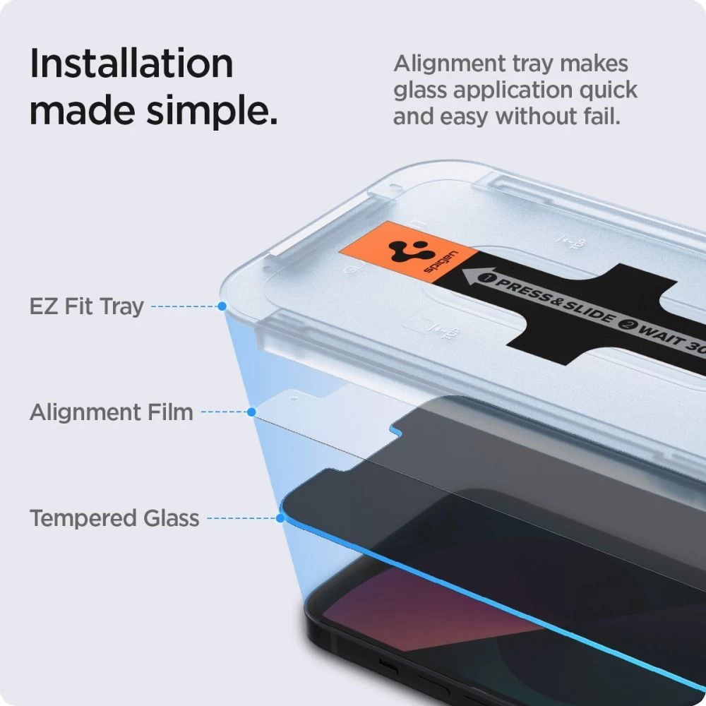 Apple iPhone 13 защитное стекло  SPIGEN GLAS.TR ”EZ FIT” PRIVACY 2-PACK