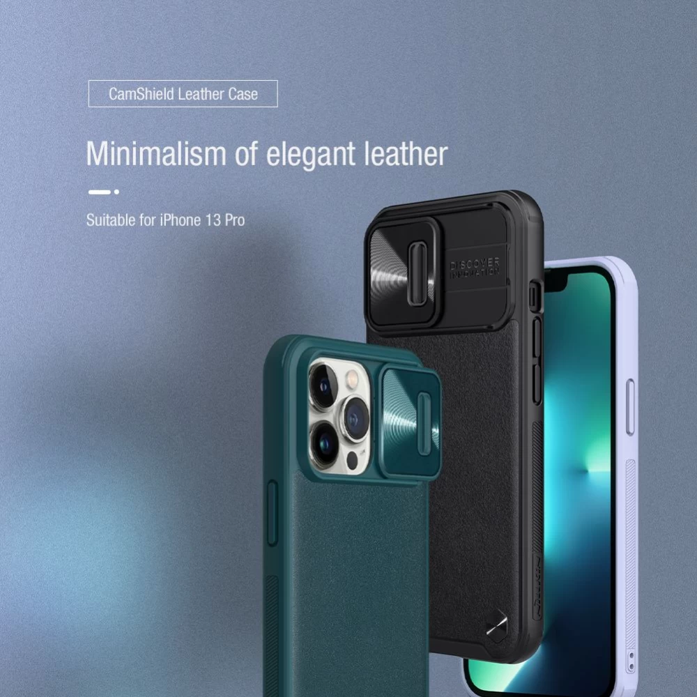 Apple iPhone 13 Pro ümbris must Nillkin CamShield Leather 