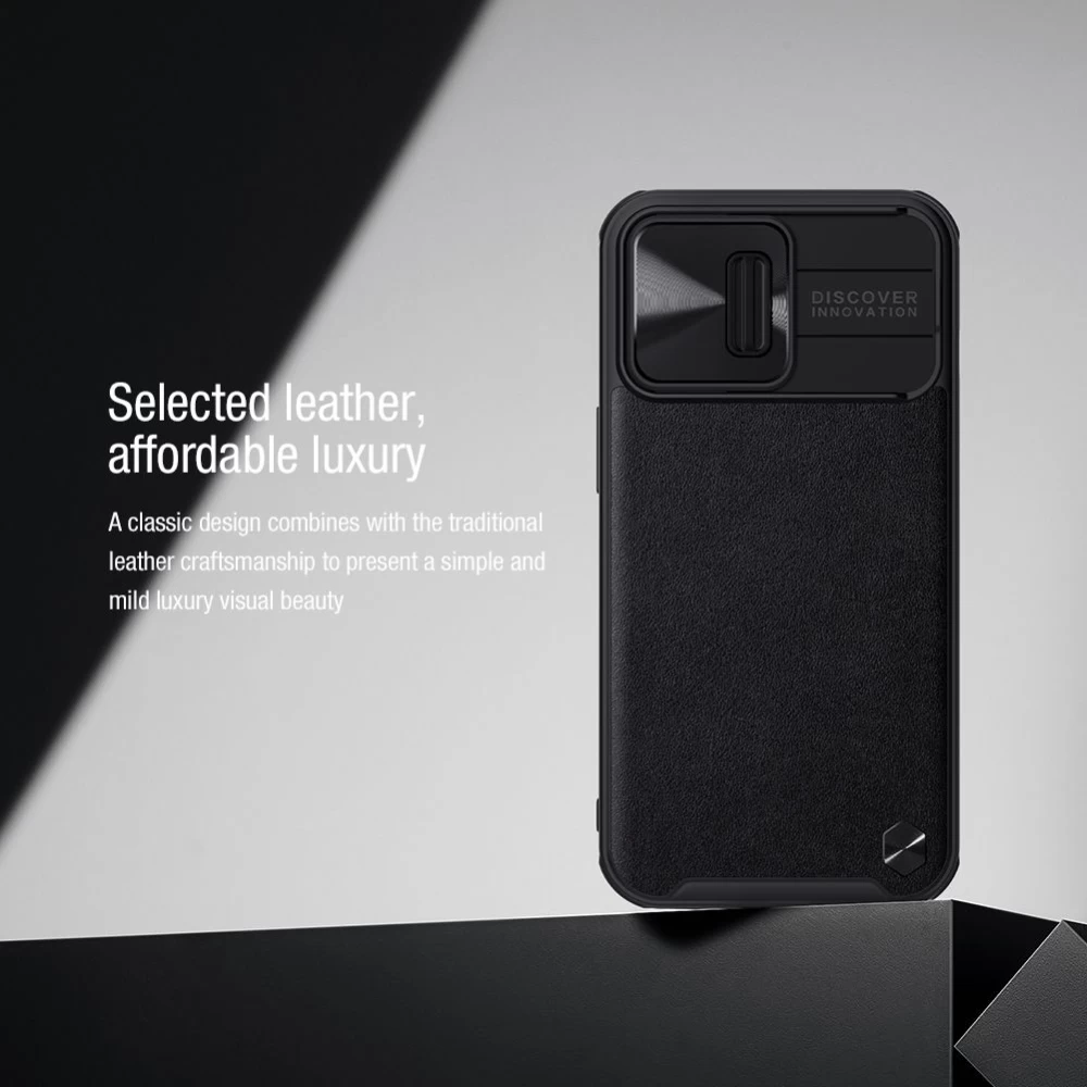 Apple iPhone 13 Pro ümbris must Nillkin CamShield Leather 