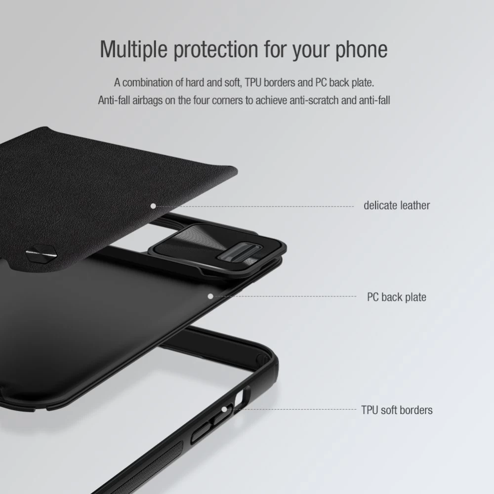 Apple iPhone 13 Pro ümbris must Nillkin CamShield Leather 