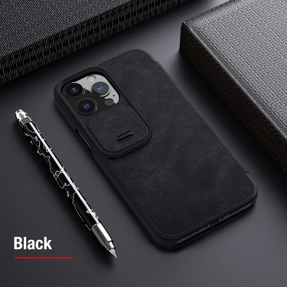 Apple iPhone 13 Pro case black Nillkin Qin Leather 