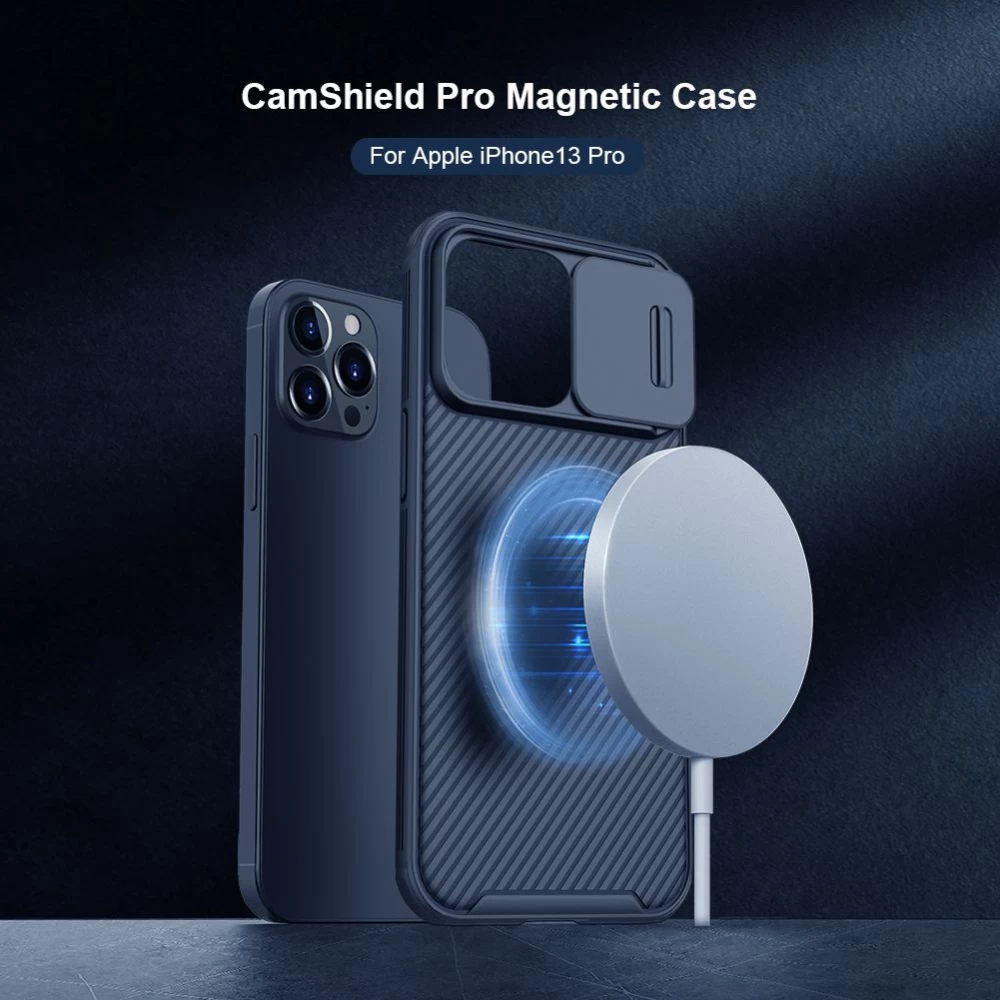 Apple iPhone 13 Pro ümbris must Nillkin CamShield Magnetic 